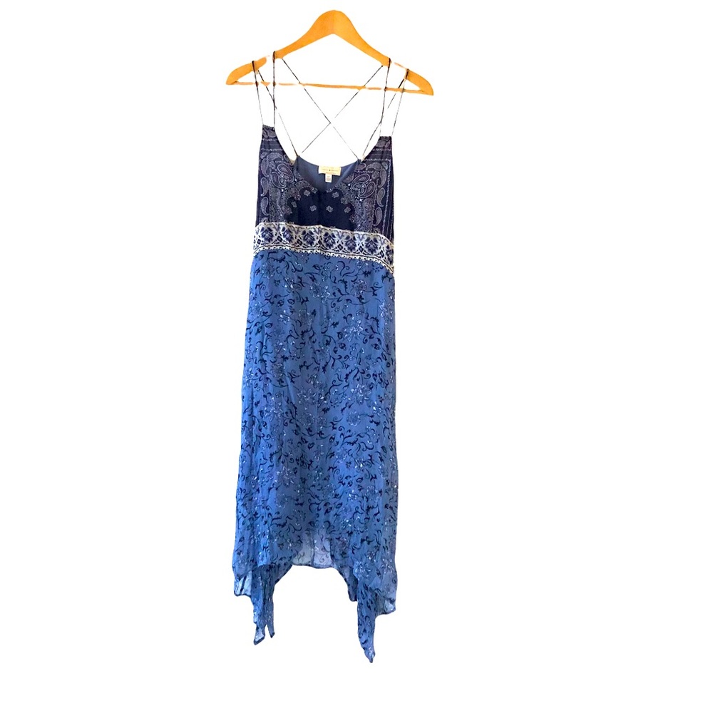 Lucky Brand Women's Dress Blue Size S/P Maxi Floral Print V-Neck Brand New